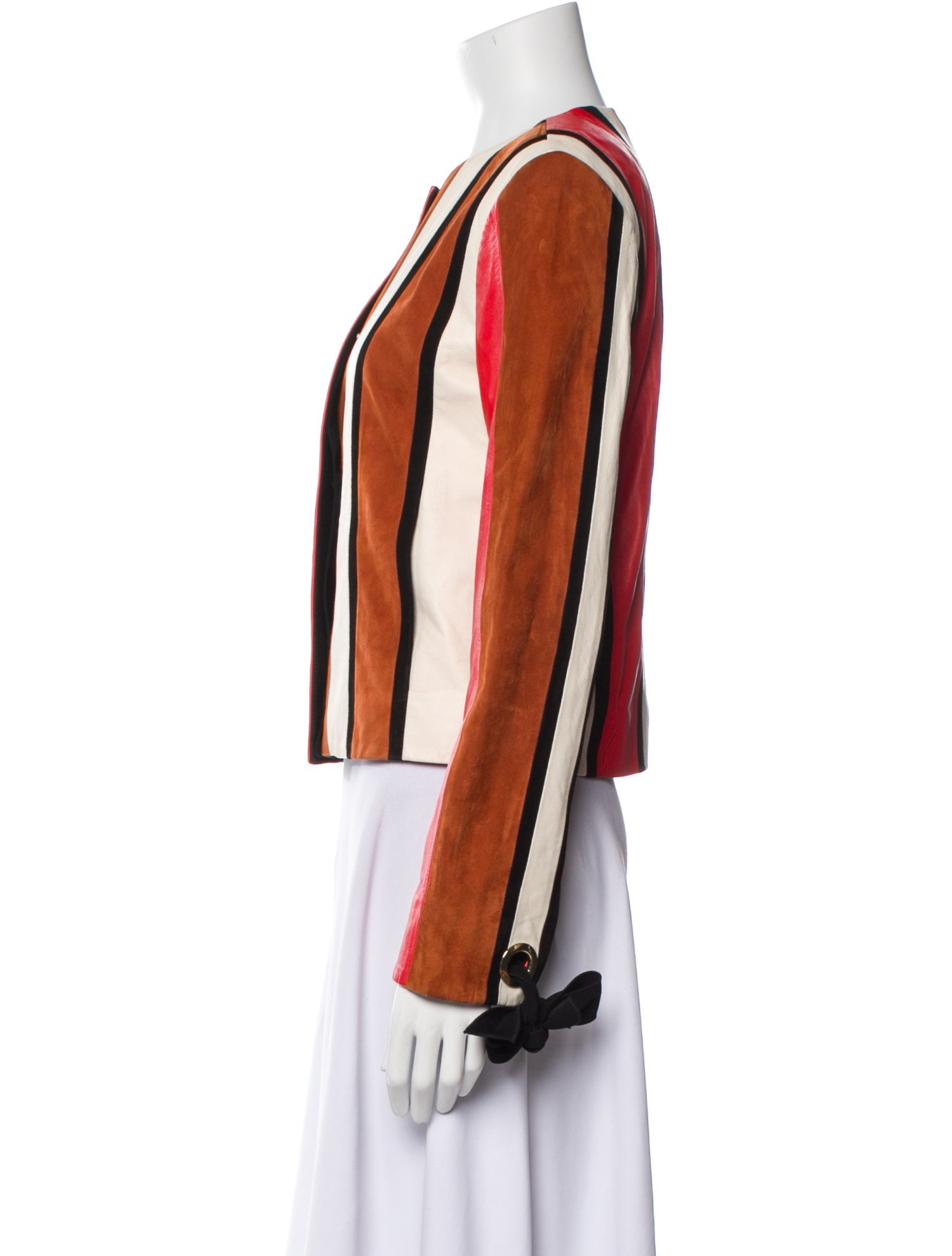 Derek Lam 10 Crosby Lamb Leather Striped Evening Jacket