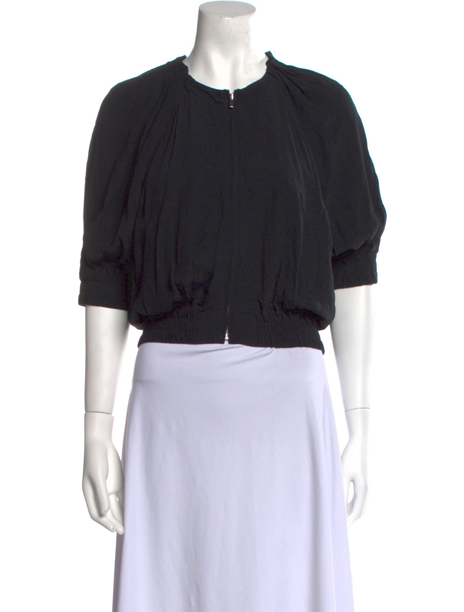 Derek Lam 10 Crosby Crew Neck Three-Quarter Sleeve Crop Top