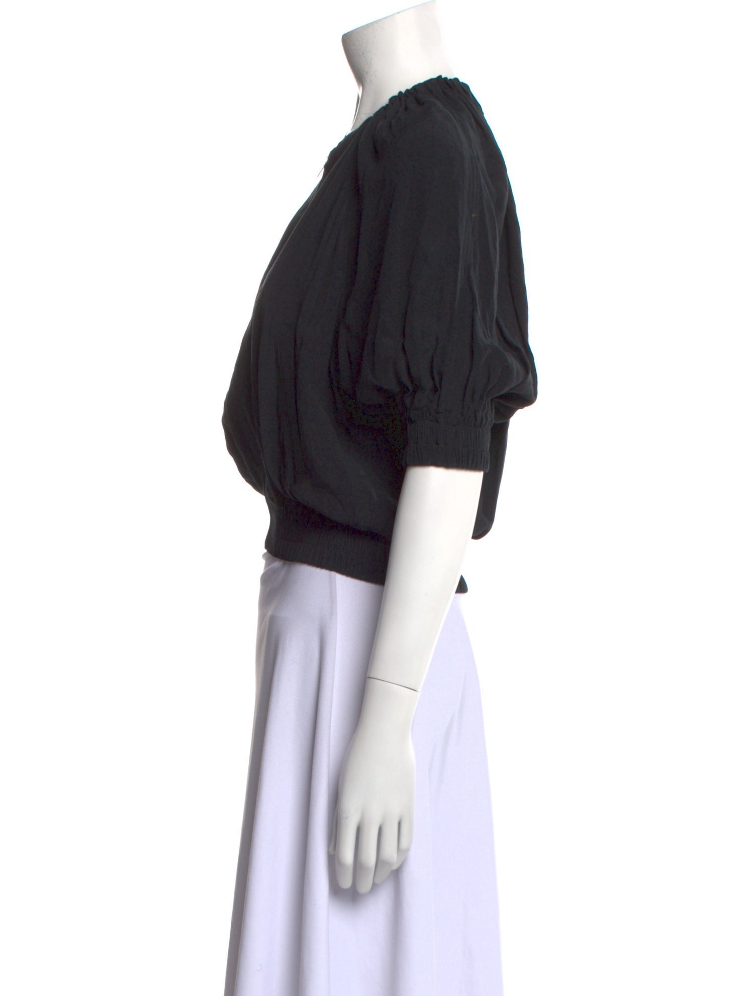 Derek Lam 10 Crosby Crew Neck Three-Quarter Sleeve Crop Top