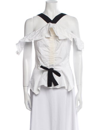 Derek Lam 10 Crosby Off-The-Shoulder Short Sleeve Blouse