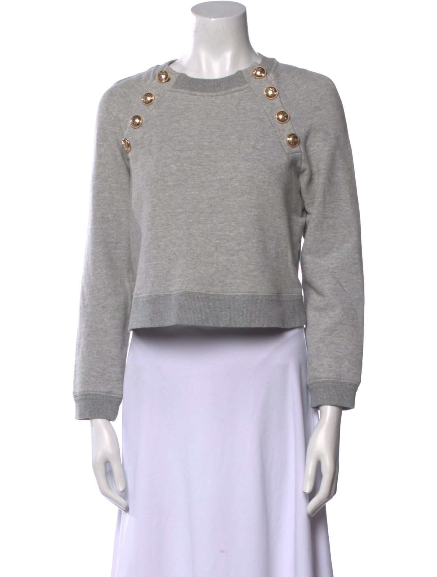 Derek Lam 10 Crosby Mock Neck Three-Quarter Sleeve Sweatshirt