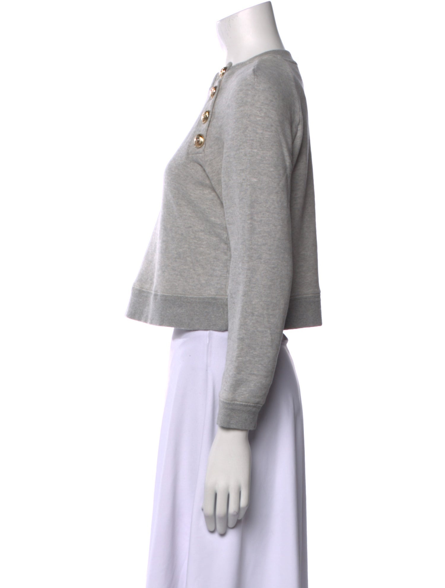 Derek Lam 10 Crosby Mock Neck Three-Quarter Sleeve Sweatshirt