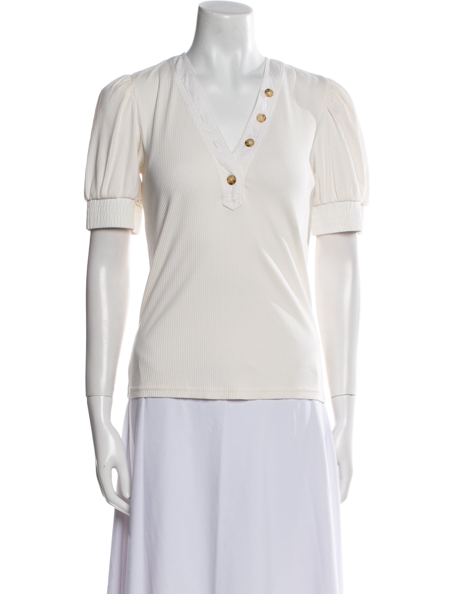 Derek Lam 10 Crosby V-Neck Short Sleeve Polo