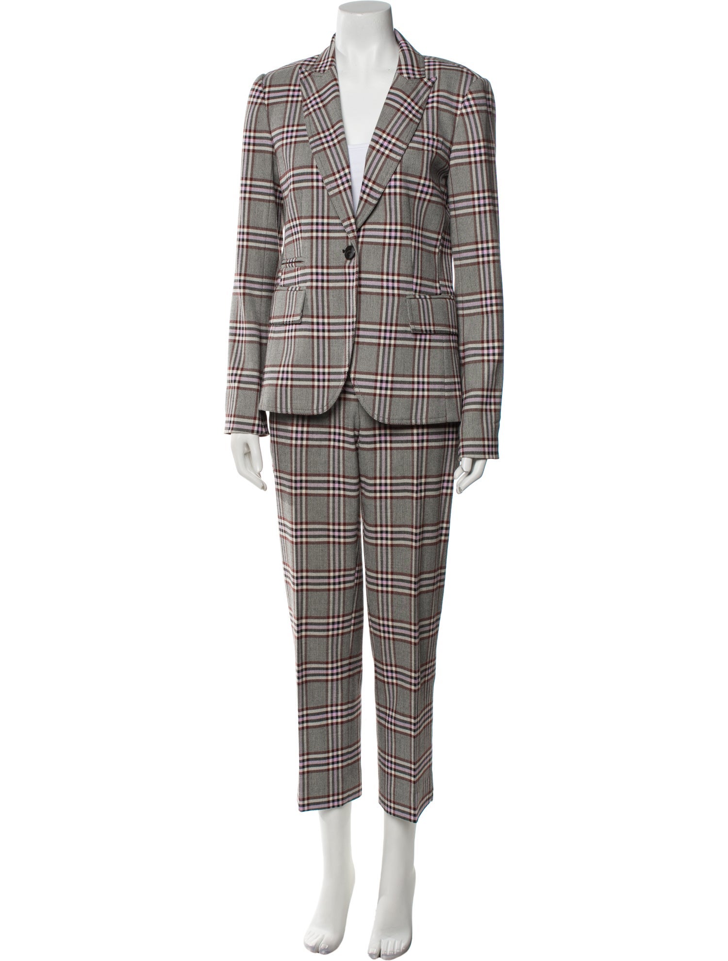 Derek Lam 10 Crosby Plaid Print Pantsuit