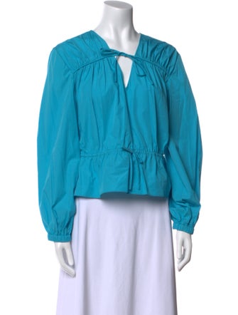 Derek Lam 10 Crosby V-Neck Long Sleeve Blouse