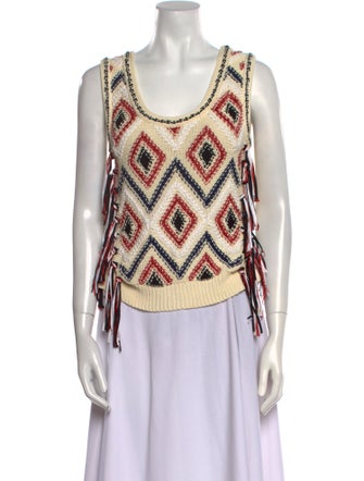 Derek Lam 10 Crosby Printed Scoop Neck Sweater