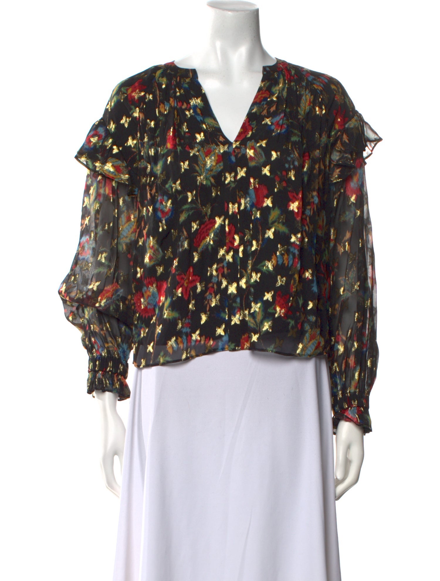 Derek Lam 10 Crosby Floral Print V-Neck Blouse w/ Tags