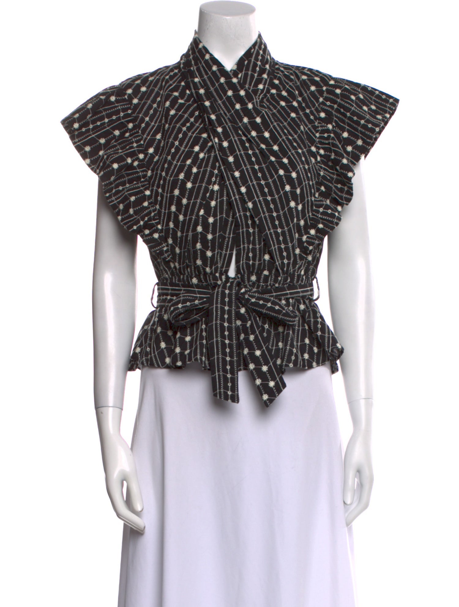 Derek Lam 10 Crosby Plaid Print Mock Neck Crop Top