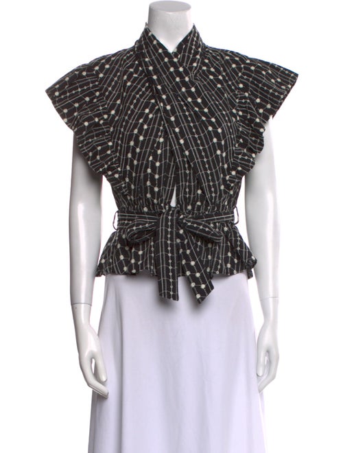 Derek Lam 10 Crosby Plaid Print Mock Neck Crop Top