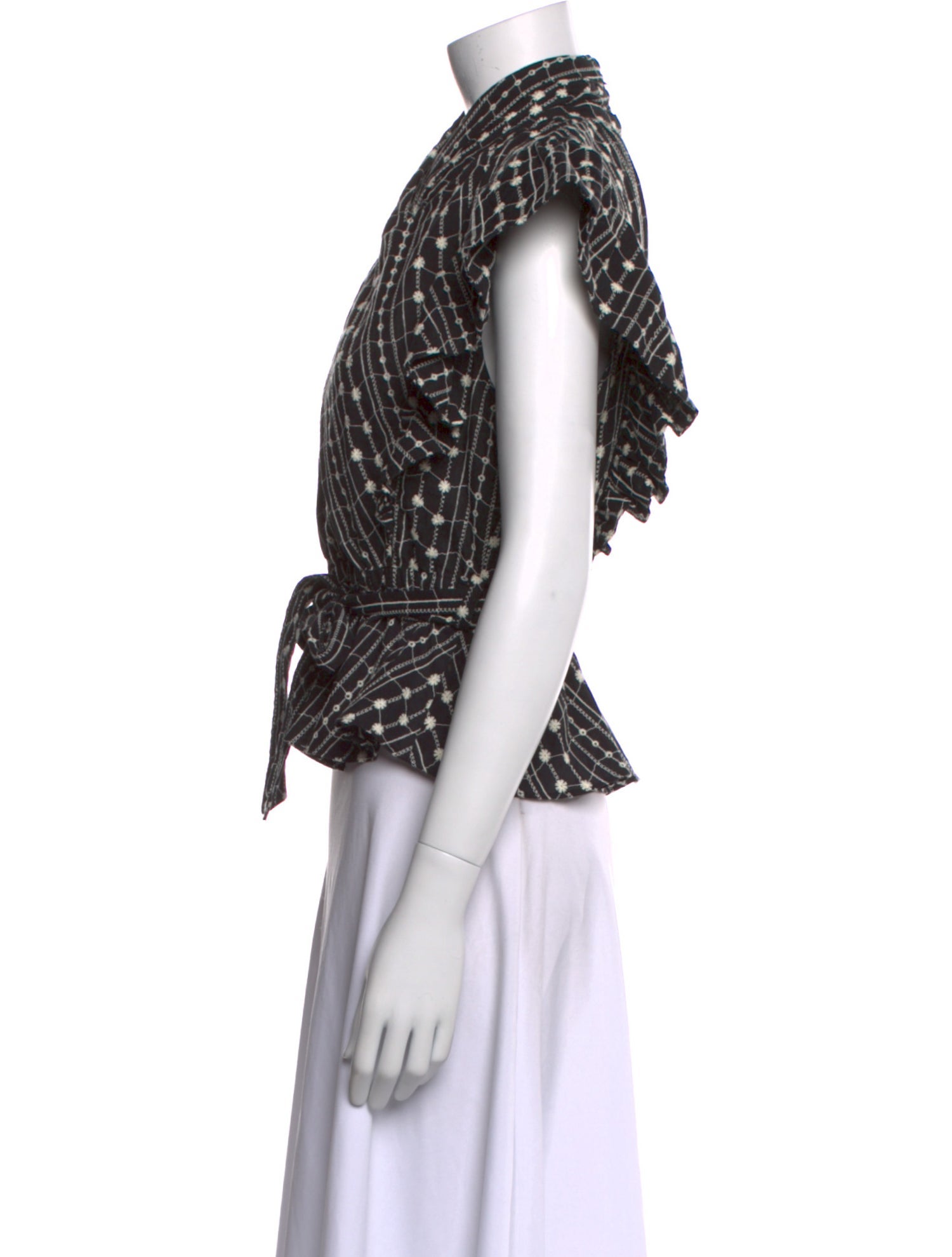 Derek Lam 10 Crosby Plaid Print Mock Neck Crop Top