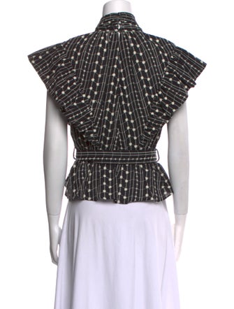 Derek Lam 10 Crosby Plaid Print Mock Neck Crop Top