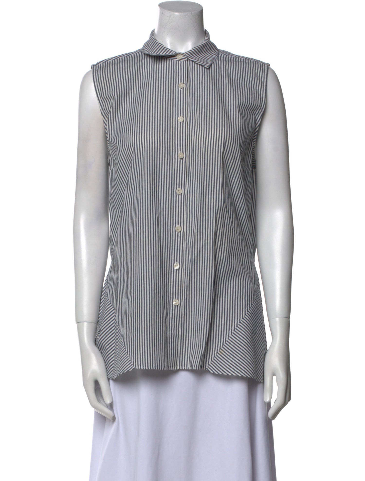 Derek Lam 10 Crosby Striped Mock Neck Button-Up Top