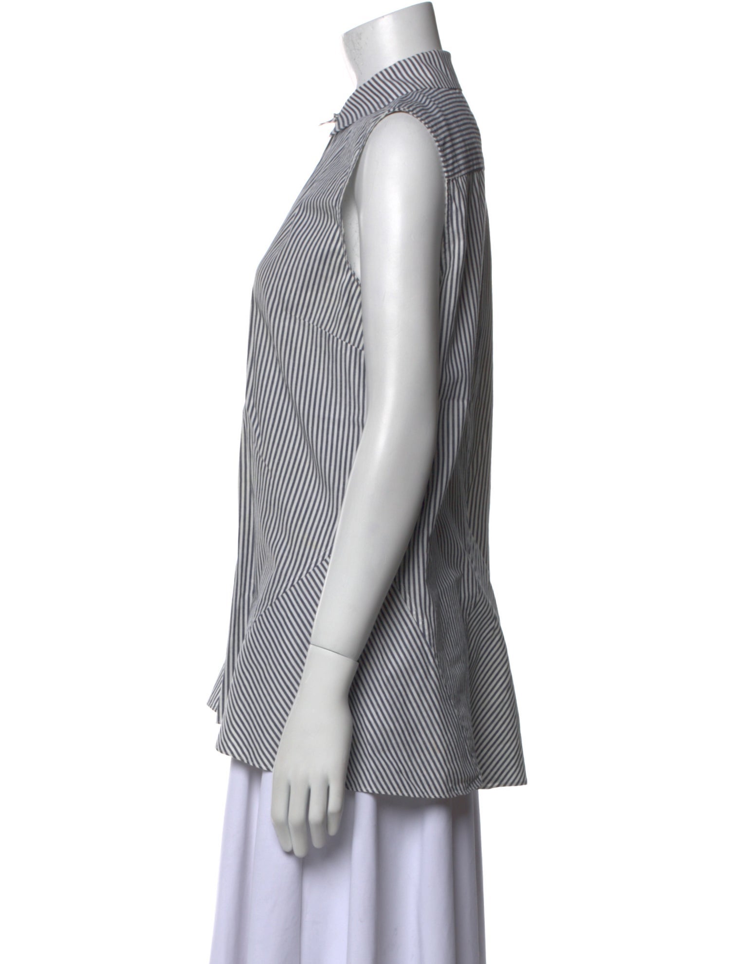 Derek Lam 10 Crosby Striped Mock Neck Button-Up Top