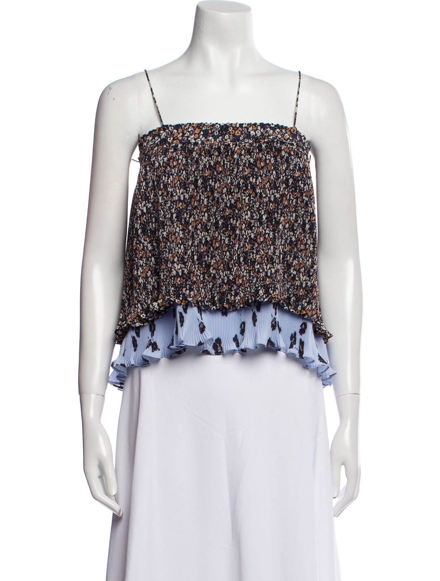 Derek Lam 10 Crosby Floral Print Square Neckline Crop Top