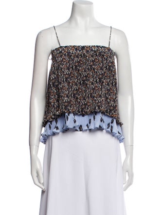 Derek Lam 10 Crosby Floral Print Square Neckline Crop Top