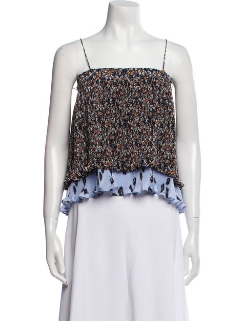Derek Lam 10 Crosby Floral Print Square Neckline Crop Top