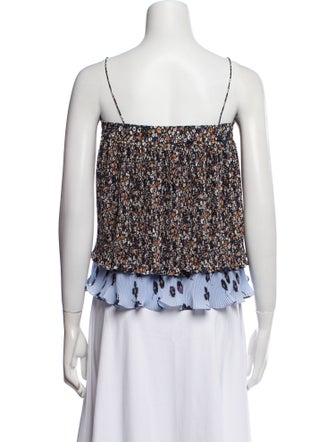 Derek Lam 10 Crosby Floral Print Square Neckline Crop Top