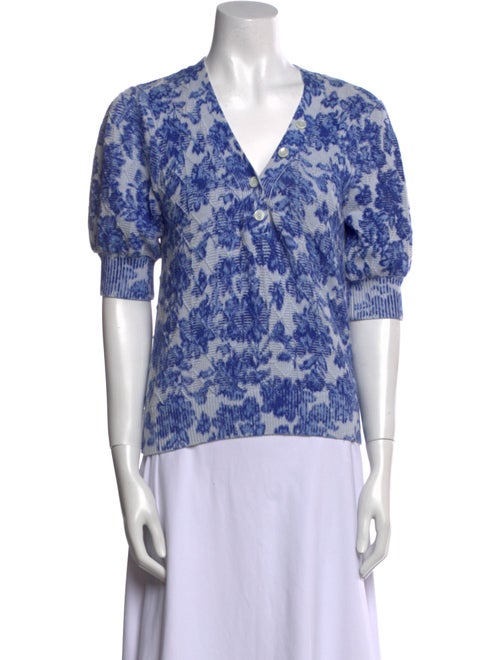 Derek Lam 10 Crosby Floral Print V-Neck Sweater