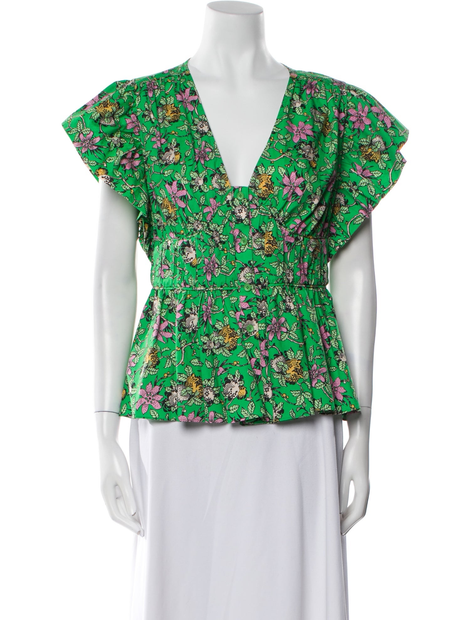 Derek Lam 10 Crosby Floral Print V-Neck Blouse