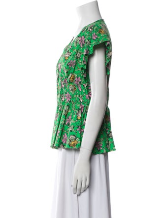 Derek Lam 10 Crosby Floral Print V-Neck Blouse