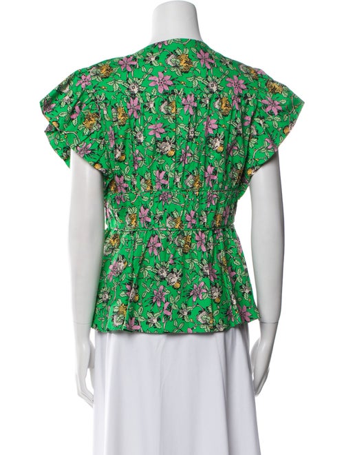 Derek Lam 10 Crosby Floral Print V-Neck Blouse