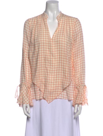 Derek Lam 10 Crosby Silk Plaid Print Blouse