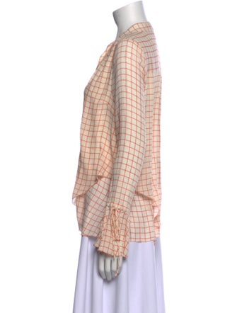 Derek Lam 10 Crosby Silk Plaid Print Blouse