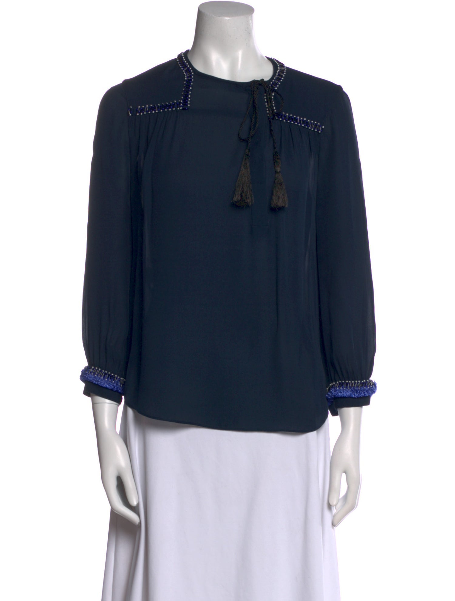 Derek Lam 10 Crosby Silk Crew Neck Blouse
