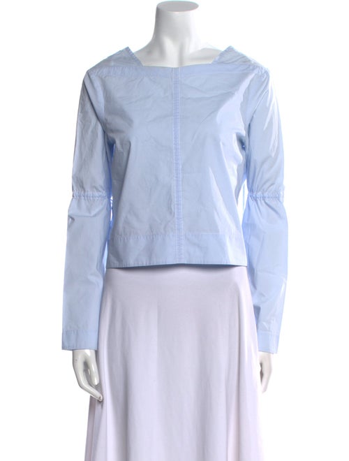 Derek Lam 10 Crosby Square Neckline Long Sleeve Crop Top