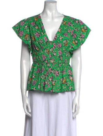 Derek Lam 10 Crosby Floral Print V-Neck Blouse