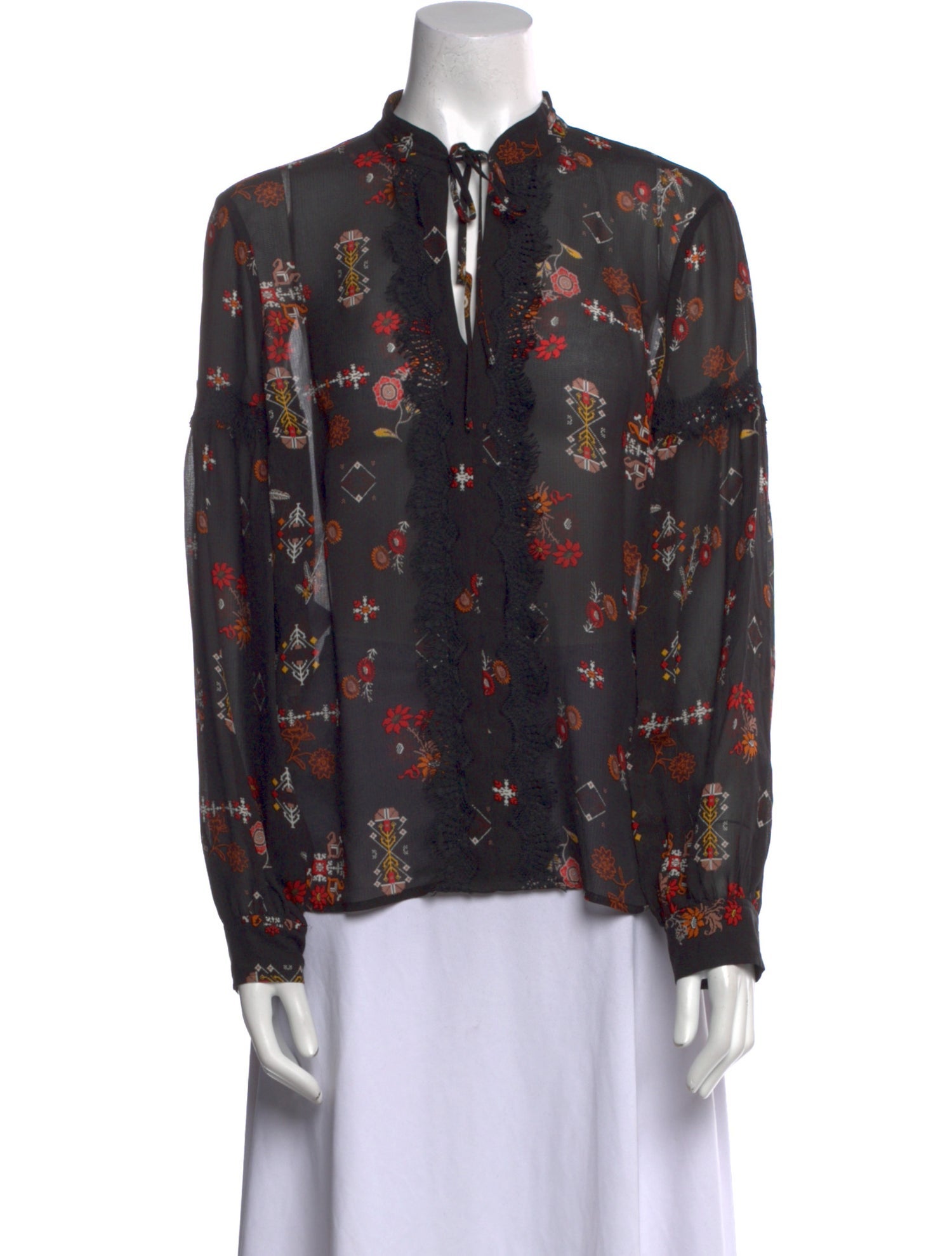 Derek Lam 10 Crosby Silk Floral Print Blouse
