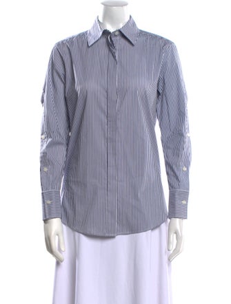 Derek Lam 10 Crosby Striped Long Sleeve Button-Up Top