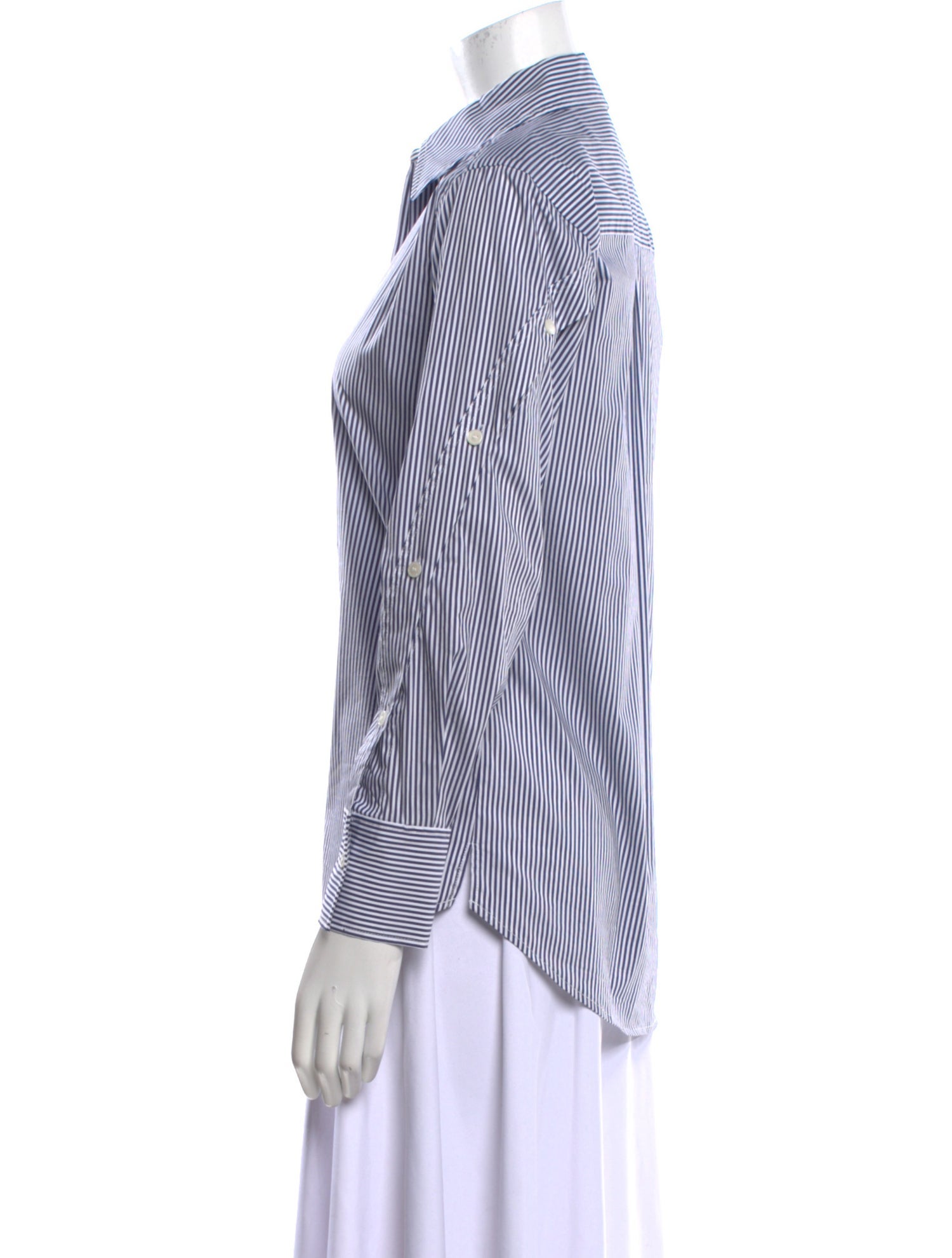 Derek Lam 10 Crosby Striped Long Sleeve Button-Up Top