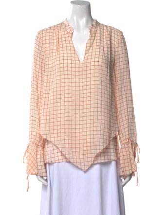 Derek Lam 10 Crosby Silk Plaid Print Blouse