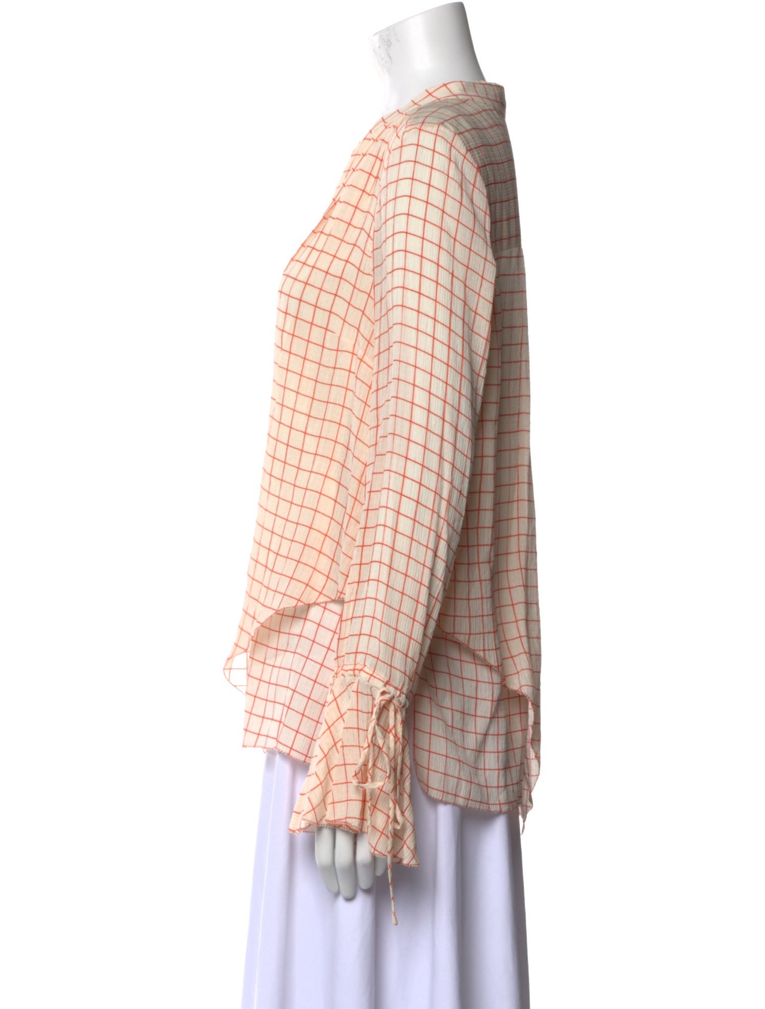 Derek Lam 10 Crosby Silk Plaid Print Blouse