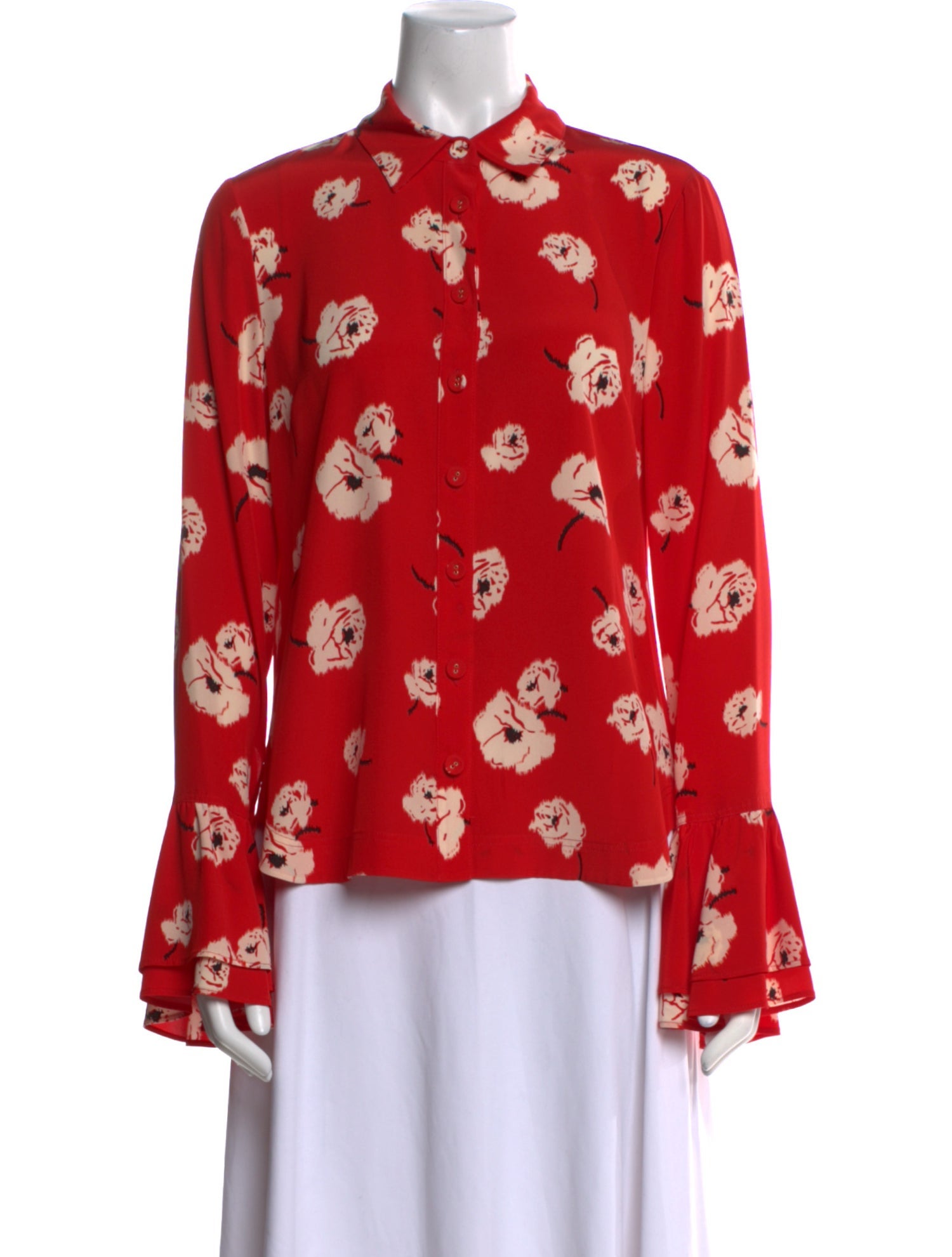 Derek Lam 10 Crosby Silk Printed Button-Up Top