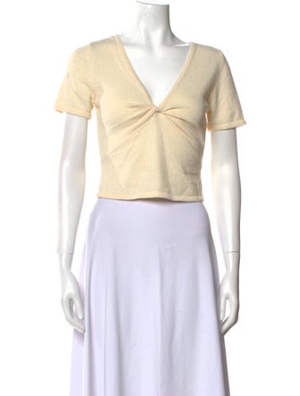 Derek Lam 10 Crosby V-Neck Short Sleeve Crop Top