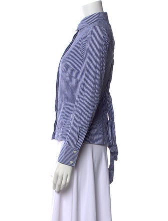 Derek Lam 10 Crosby Striped Long Sleeve Button-Up Top