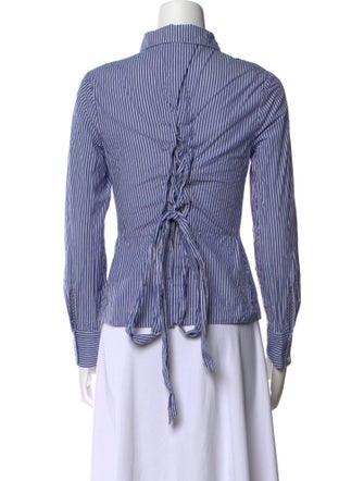 Derek Lam 10 Crosby Striped Long Sleeve Button-Up Top