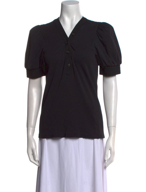 Derek Lam 10 Crosby V-Neck Short Sleeve Button-Up Top