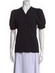 Derek Lam 10 Crosby V-Neck Short Sleeve Button-Up Top