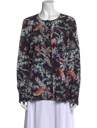 Derek Lam 10 Crosby Floral Print Crew Neck Blouse
