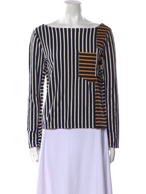 Derek Lam 10 Crosby Striped Bateau Neckline Top