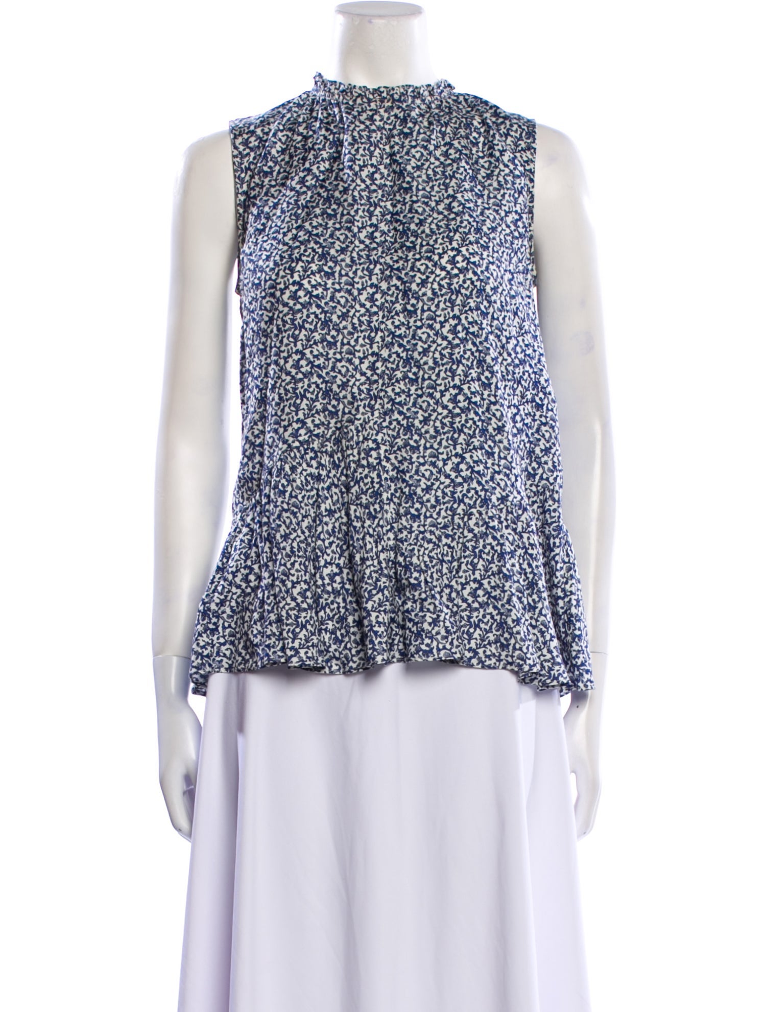 Derek Lam 10 Crosby Printed Mock Neck Blouse