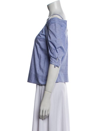 Derek Lam 10 Crosby Off-The-Shoulder Short Sleeve Crop Top