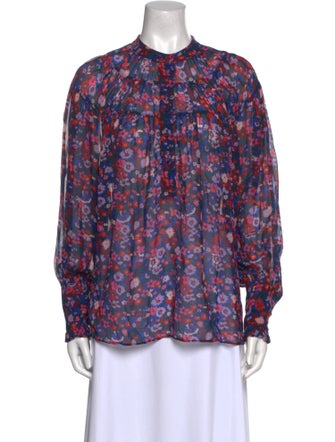 Derek Lam 10 Crosby Floral Print Crew Neck Blouse