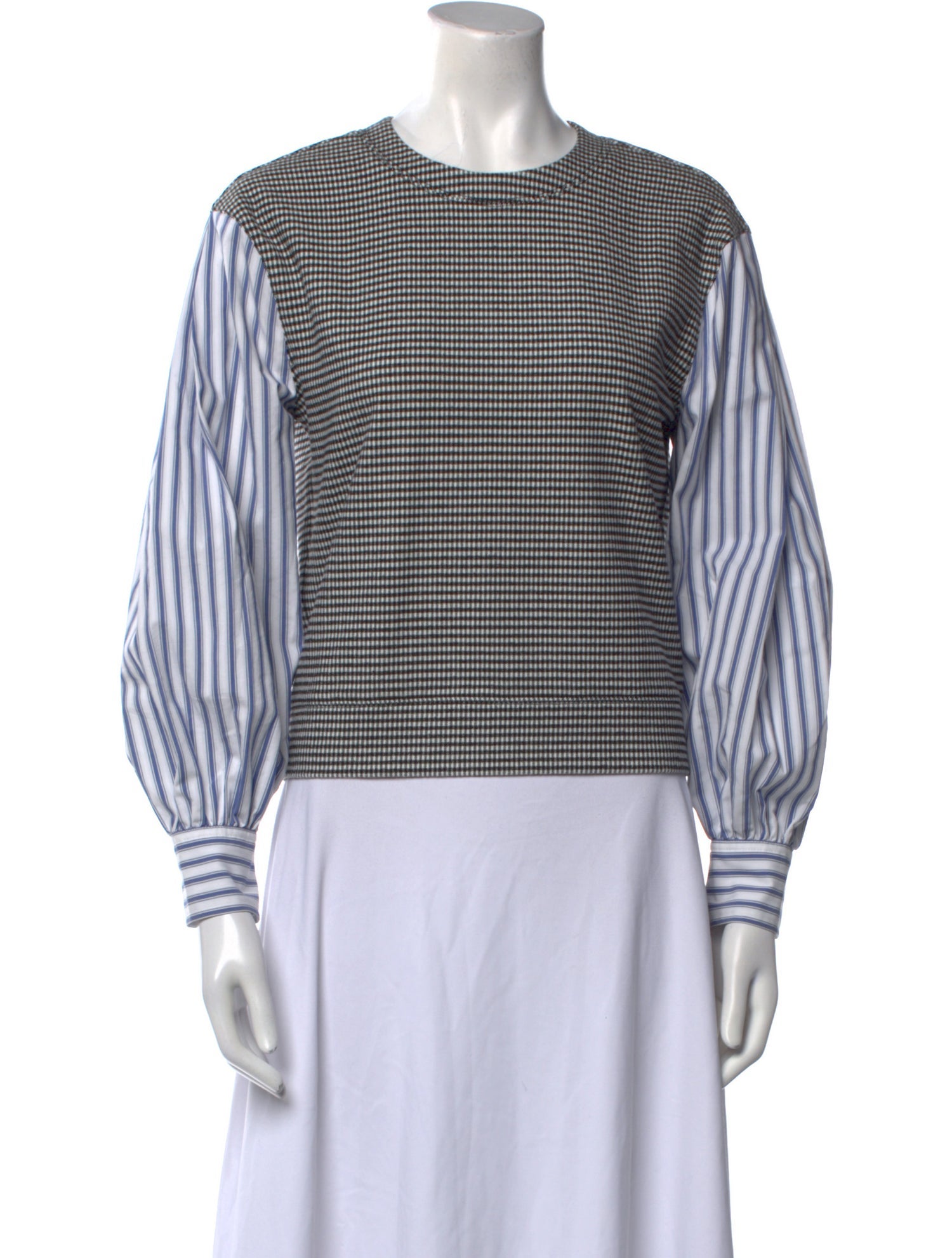 Derek Lam 10 Crosby Plaid Print Crew Neck Top