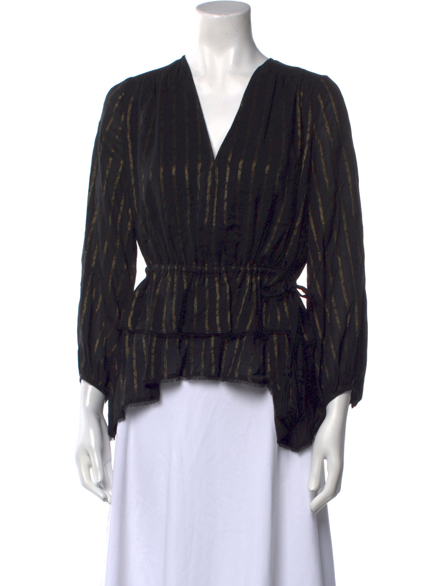 Derek Lam 10 Crosby V-Neck Three-Quarter Sleeve Blouse