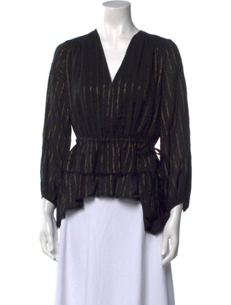 Derek Lam 10 Crosby V-Neck Three-Quarter Sleeve Blouse