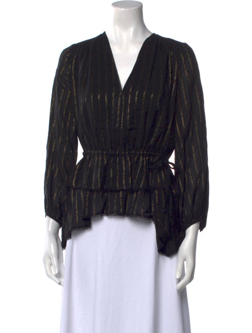 Derek Lam 10 Crosby V-Neck Three-Quarter Sleeve Blouse